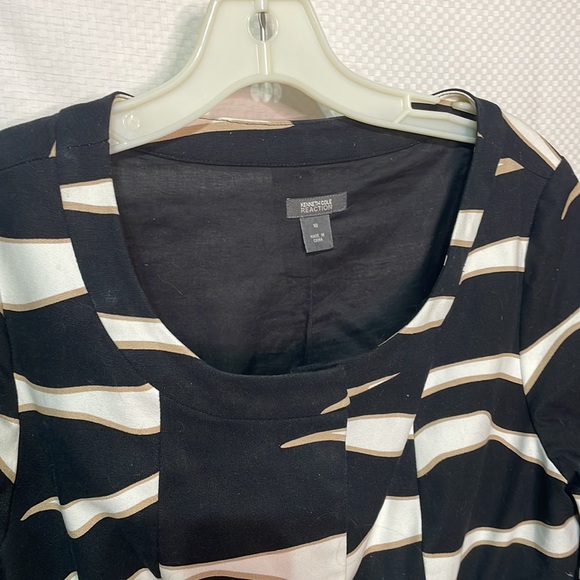 Kenneth Cole Reaction 10 puff short sleeve animal print black white jacket euc - Picture 3 of 13